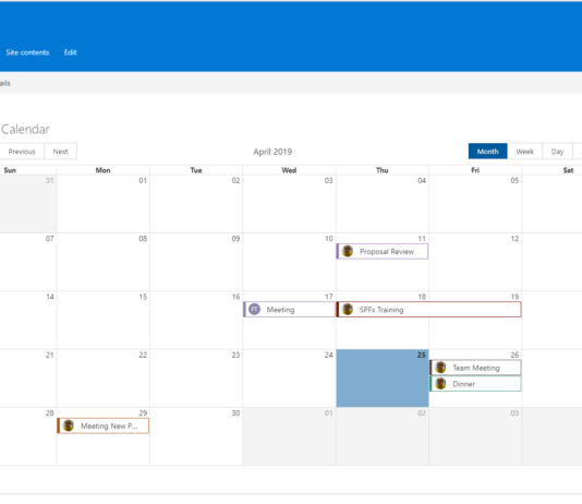 SPFx Calendar Web Part